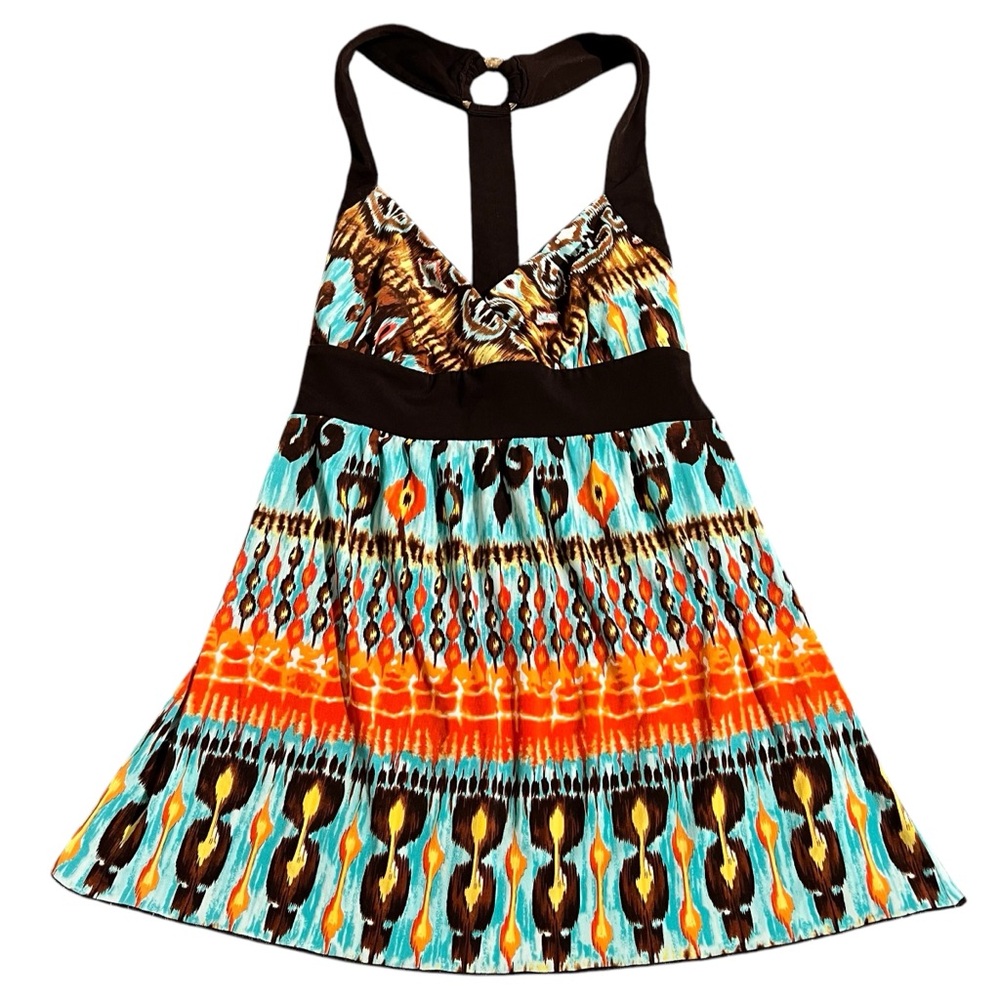 Vintage Y2K Halter Neck multi-coloured top with a tie back